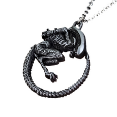 Monster Anhänger mit Halskette Außerirdisch Ungeheuer Geschenk Retro Alien