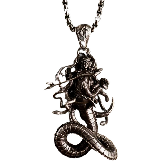 Medusa Amulett mit Bogen Anhänger Sirene Griechisch Mythologie Schmuck Halskette