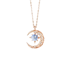 Mond Stern Halskette mit Halbmond Anhänger Rosegold Sternenmond Schmuck Damen
